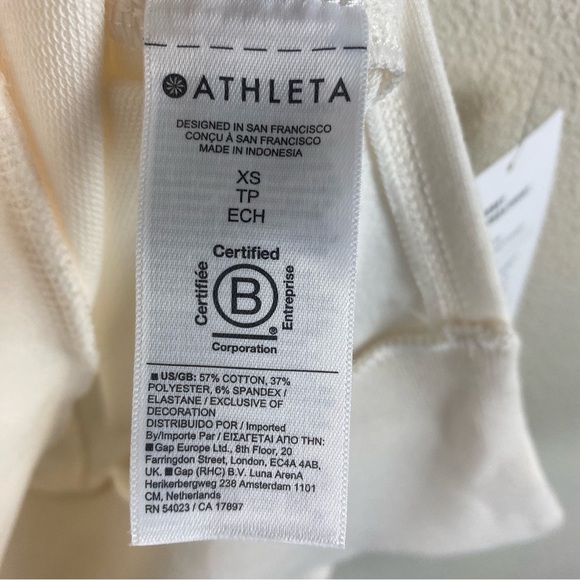 Athleta Women XS White Retroterry V Neck Sweatshirt Tee Top Sleeveless Athletic - Picture 8 of 9